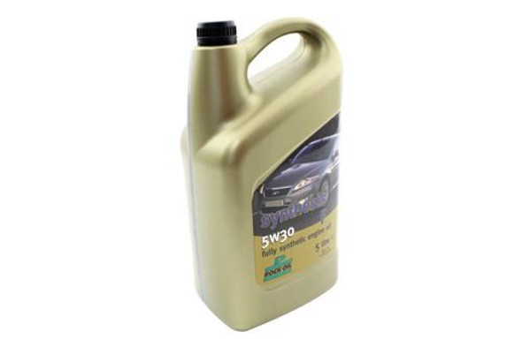 ROCK OIL Rock Oil Synthesis F 5W-30 Engine Oil 5-Litre, beige plastic bottle with black cap and car image on label.