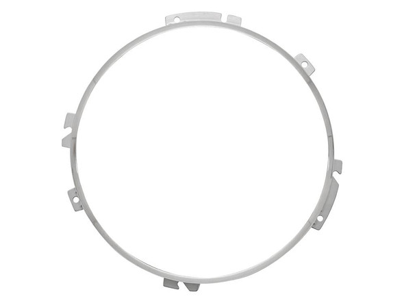Direct Replacement Defender Headlamp Headlight Bezel Stainless Steel, image showing a round stainless steel headlamp bezel for vehicle headlights.