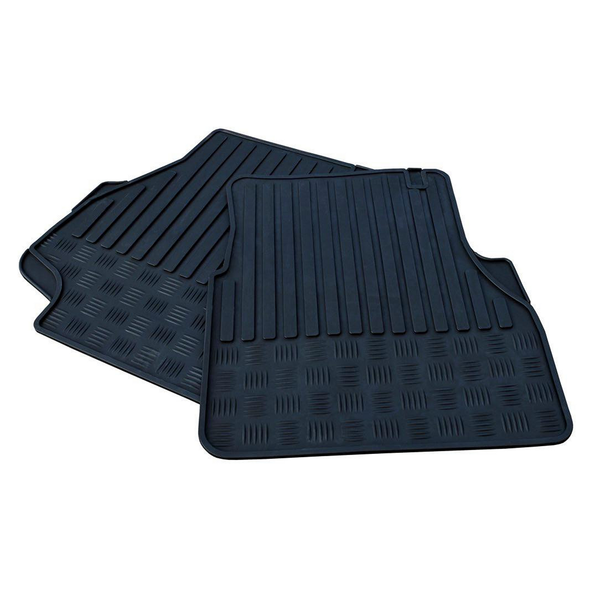 Britpart Durable Rubber Front Footwell Mat Set for Defender (1998-2016) | DA4423, black rubber floor mats with textured surface and raised edges for protection