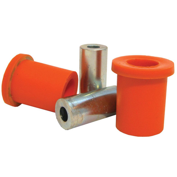 Polybush Front Lower Wishbone Front POLYBUSH Kit for Range Rover Sport, orange rubber bushings and metal components.