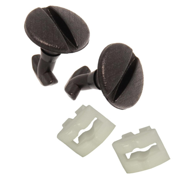 Direct Replacement Rear Bumper Towbar Electrics Cover Clips With Retainer Inserts for Range Rover Sport, black clips with white retainer inserts for vehicle repairs.