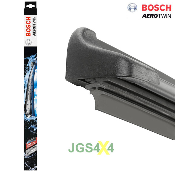 Bosch Aerotwin Wiper Blade Set 550/530mm for Range Rover Sport, close-up of black rubber wiper blade with plastic frame.