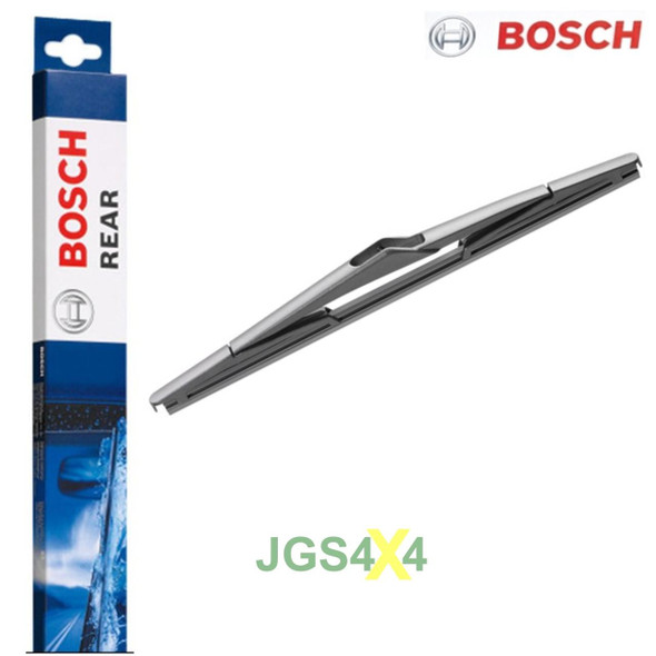 BOSCH Aerotwin Wiper Blade Set With Rear Wiper for Discovery 4, front and rear windshield wiper blades in silver and black color.