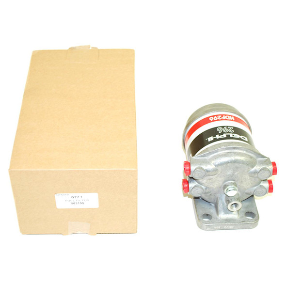 Delphi Defender & Series 2A/3 Diesel Fuel Filter, as seen next to its original packaging.