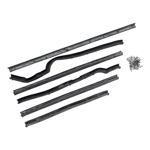 OEM Parts Front Door Seal Kit Right Hand OEM for Series 2, 2A, 3, including rubber seals and screws, designed for vehicle door insulation and sealing.
