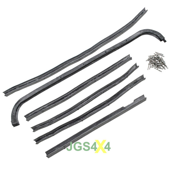 OEM Parts Rear Safari Door Seal Kit, car door seal strips with mounting hardware for Series 2/2A/3 off-road vehicle.