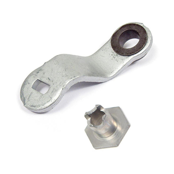 Direct Replacement Automatic Gearbox Cable Linkage Repair Lever & Bush Kit for Discovery 4, image showing a metal repair lever and bushing components for vehicle gearbox linkage repair.