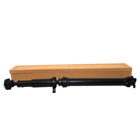 Direct Replacement Rear Prop Shaft Driveshaft With Centre Bearing for Range Rover Sport L320, image of a black driveshaft placed on top of a brown box.