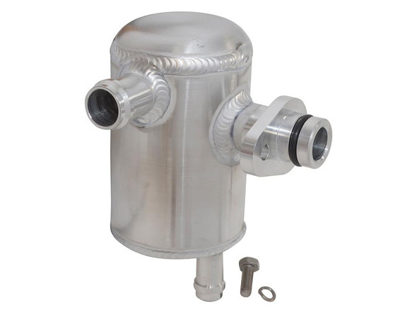 ALLISPORT Aluminium Oil Breather Catch Tank for Defender & Discovery TDi, a high-performance aluminum oil breather catch tank with multiple fittings and accessories.