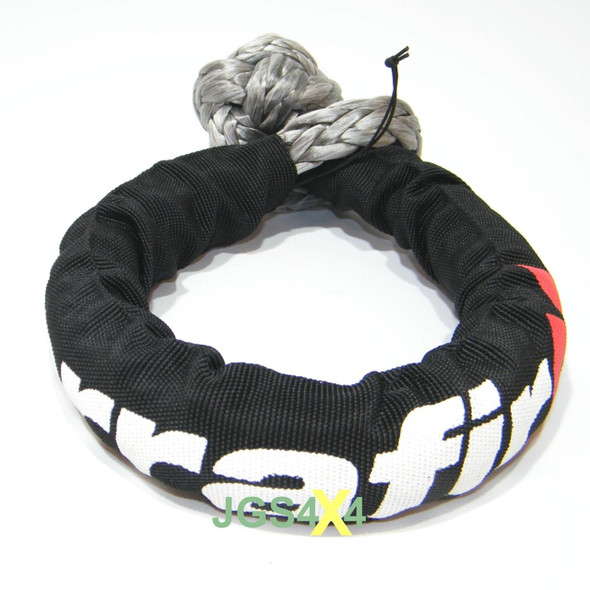 Terrafirma TERRAFIRMA Soft Shackle 10mm 4x4 Recovery Synthetic Rope, durable black and white soft shackle with reinforced fabric loop for off-road vehicle recovery.