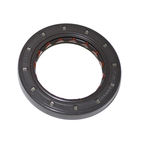 Corteco R380 Gearbox To Transfer Box Oil Seal OEM for Defender & Discovery, close-up view of the black oil seal with inner orange sealing component.