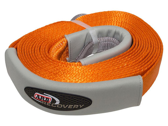 ARB 4X4 Accessories ARB Recovery Snatch Strap 8000Kg x 9 Metres, orange recovery strap with reinforced eye loops for vehicle recovery.