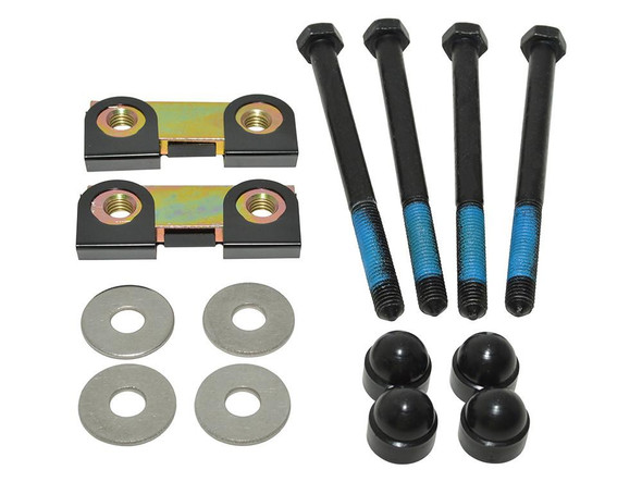 Britpart Front Bumper Fixing Bolt Kit With Tapping Blocks for Defender, vehicle bumper mounting hardware set with bolts, tapping blocks, and washers.