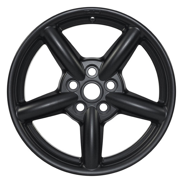 ZU Wheel Black Matt Zu Rim for Discovery 3/4 & Range Rover Sport Mk1 & Range Rover L322, close-up of a black matte alloy wheel with five spokes and bolt holes.