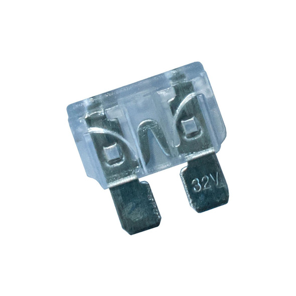 Britpart Replacement Fuse - DA2392FUSE50A, close-up image showing a small, clear plastic fuse with metal prongs marked '32V' for automotive electrical systems.