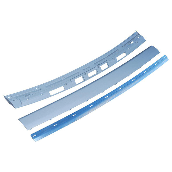 Britpart Chrome Tailgate Upgrade Kit for Range Rover Sport L320, three chrome tailgate upgrade parts displayed.
