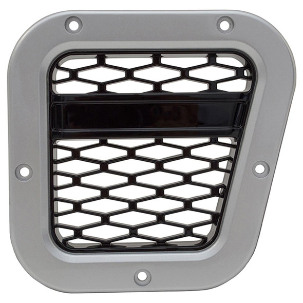Britpart Right Hand Side XS Air Intake Grille for Defender, durable car accessory with hexagonal mesh design and silver frame.