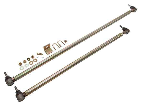 Britpart Heavy-Duty Solid Steel Drag and Track Rod Steering Arms with OEM Track Rod Ends for Discovery 1, with mounting hardware and brackets for steering system replacement.