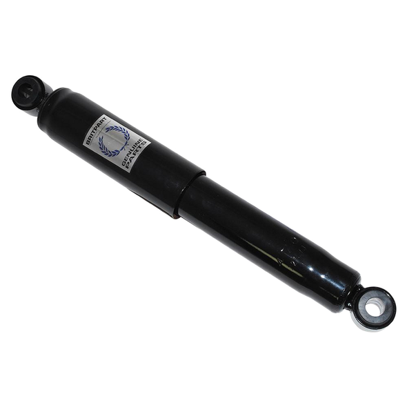 Direct Replacement Heavy-Duty Oil Filled Rear Shock Absorber for Series 2, 2A, 3 SWB, black shock absorber with mounting eye fittings at both ends.