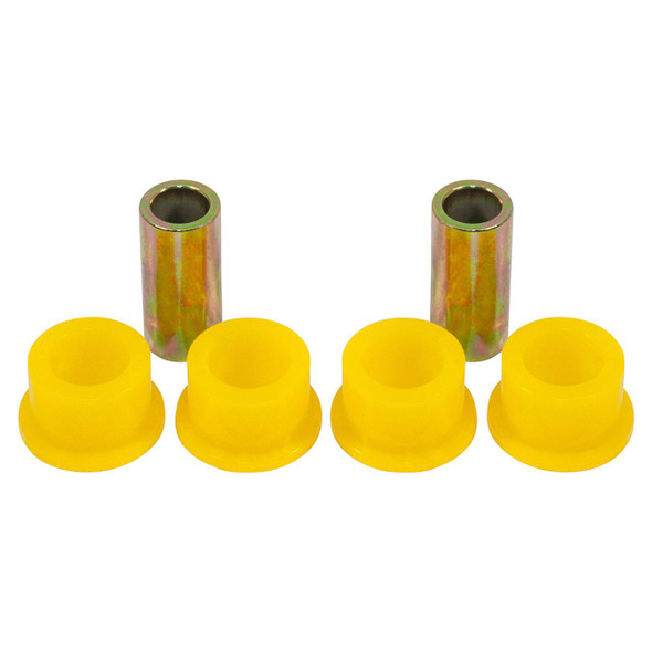 Britpart Yellow Polyurethane Panhard Rod Bushes for Defender - ANR3410PY-YELLOW, yellow polyurethane bushings and metal sleeves for vehicle suspension.