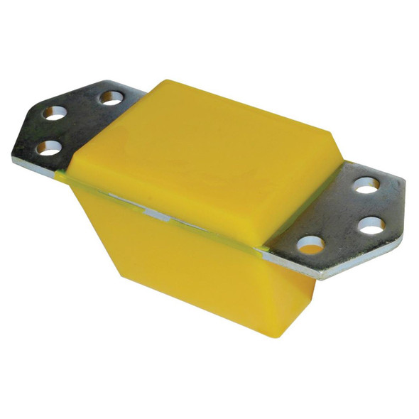 Britpart Polyurethane Extended Height Rear Bump Stop Yellow for Discovery 1 & Defender, yellow polyurethane rear bumper stop with mounting metal plates.