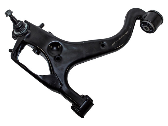 Meyle Front Left Lower Suspension Arm Heavy-Duty Meyle for Discovery 3, automotive suspension component with black finish.
