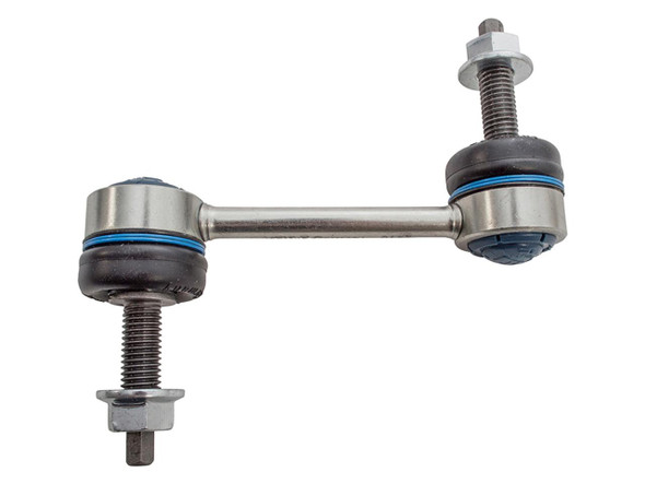 Meyle Rear Anti Roll Bar Stabiliser Link Heavy-Duty Meyle for Discovery 3, a metal automotive suspension component with bolts and black rubber bushings.