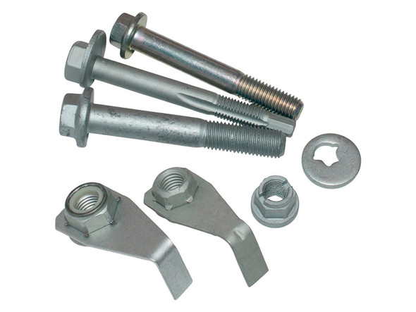 Britpart Rear Upper Suspension Arm Fitting Kit Nuts & Bolts for Discovery 3, image showing metal nuts, bolts, washers, and brackets for suspension repair.