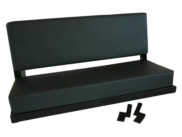 Direct Replacement Rear Bench Seat Grey, automotive rear bench seat in grey upholstery with mounting brackets.