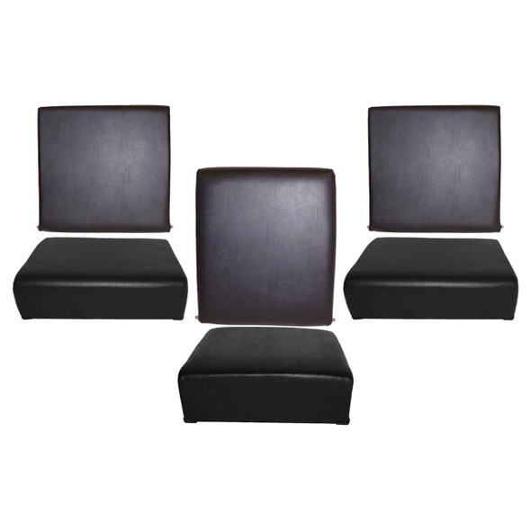 Britpart Standard Front Seat Kit Black Vinyl - DA4305, black vinyl front seats with removable cushions and supportive backrests for Series vehicles.