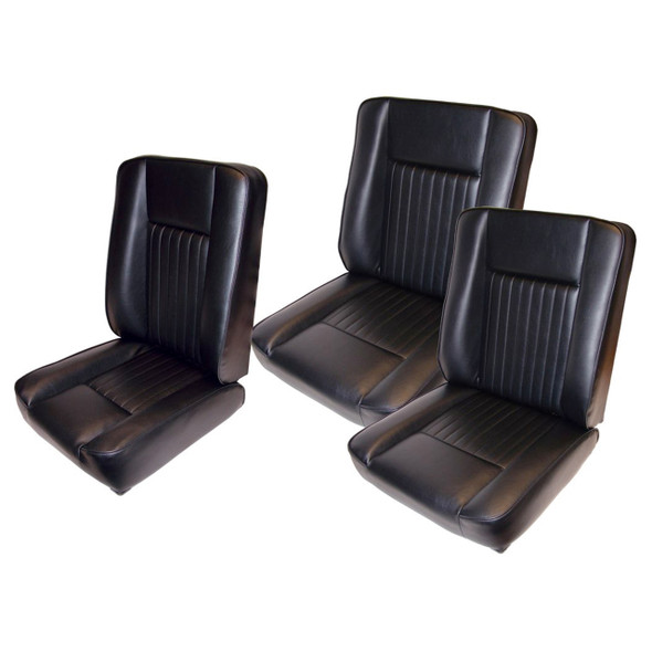 JGS4x4 | Land Rover Series Deluxe Front Seat Kit Black Vinyl - DA4298