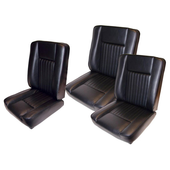 Britpart Deluxe Front Seat Kit Black Vinyl - DA4298, front and rear black vinyl seats for Series vehicles.