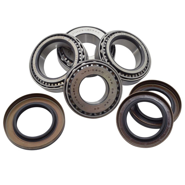 Britpart Front Differential Repair Overhaul Kit for Discovery 3, Discovery 4, and Range Rover Sport, front differential bearings and seals for vehicle repair.