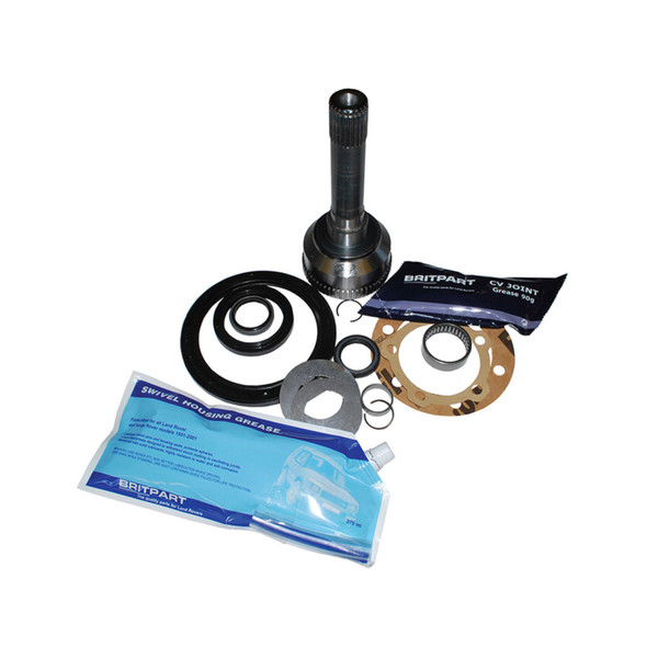 Britpart 24 Spline CV Joint Kit for Defender, automotive replacement parts with CV joint, seals, and grease.