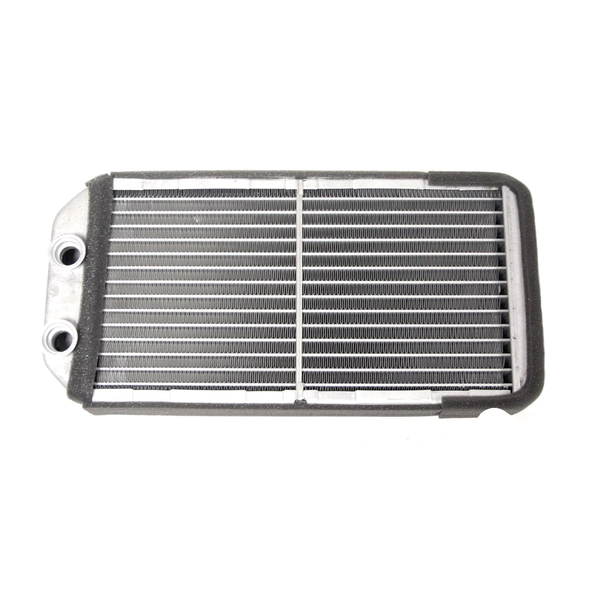 Direct Replacement Heater Matrix for Discovery 1 & 2 with Air Conditioning (1994-2004), image of a metallic car heater matrix with cooling fins and mounting points.