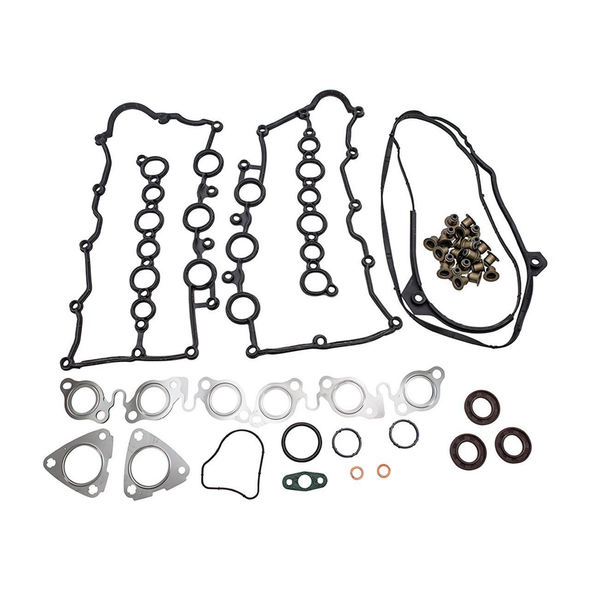 Britpart Cylinder Head Gasket Set for Discovery 3 2.7 TDV6, including rubber and metal gaskets, seals, and fasteners for engine repair.