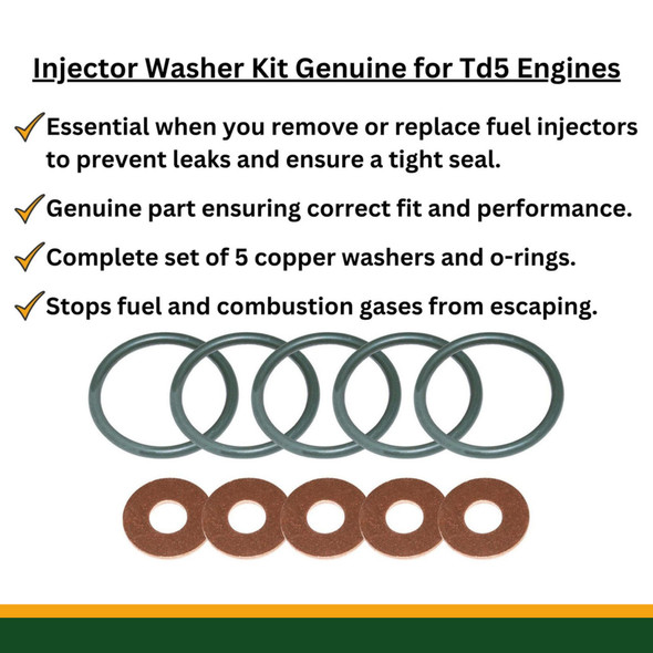 Genuine Land Rover Td5 injector seal kit with copper washers and O-rings