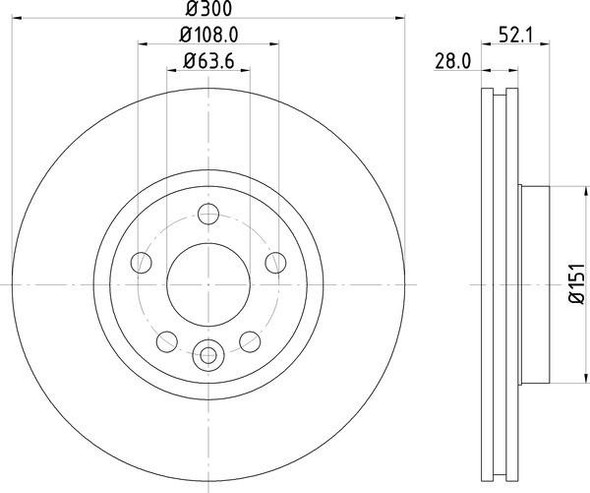 BRITPARTXS Front Brake Disc for Freelander 2, technical diagram showing dimensions and specifications.