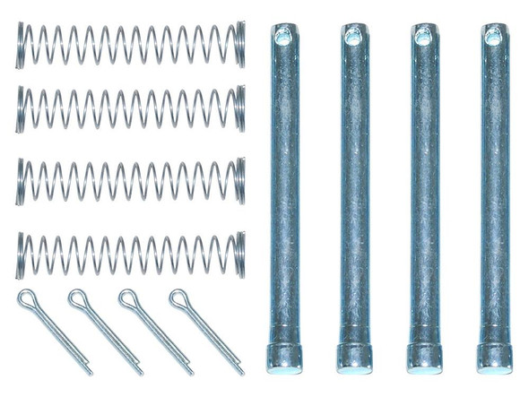 OEM Parts Rear Brake Pad Fitting Pin Kit - DA4105 for Defender 110, includes brake pad fitting pins, springs, and cotter pins for vehicle brake assembly.