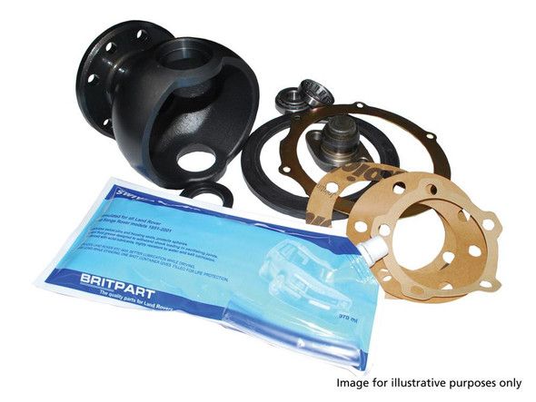OEM Parts OEM Swivel Housing Full Repair Kit for Defender (1998-2016), with various black and brown mechanical components and repair parts for vehicle maintenance.
