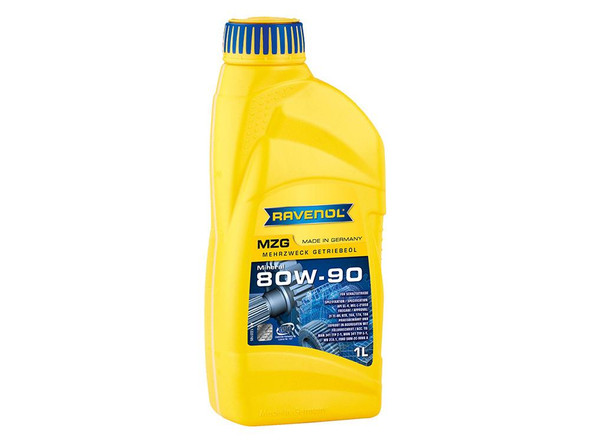 Ravenol 80W90 Mineral Gear Oil GL4 1 Litre, yellow plastic bottle with blue and black label, suitable for gear lubrication.
