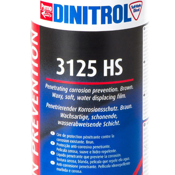 Dinitrol 3125 HS Canister, 1L, brown water-displacing and water-repellent corrosion prevention film.