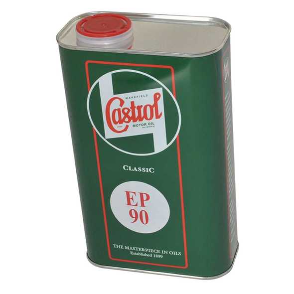 Castrol EP90 GL4 Gear Oil 1 Litre, green and red metal container with cap, for lubrication of gear systems.