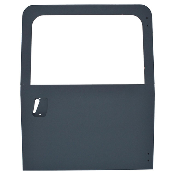 Britpart Rear Tailgate or Safari Door without Spare Wheel Carrier Holes for Defender, OEM RTC6248, black, solid metal rear vehicle door with cutouts for handle and spare wheel carrier
