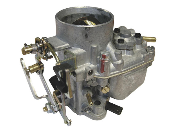 WEBER  Carburettor Kit - ERC2886W for Series 2A, 3 2.25 Petrol, metallic silver carburettor with manual throttle linkage, air choke, and multiple connection ports.