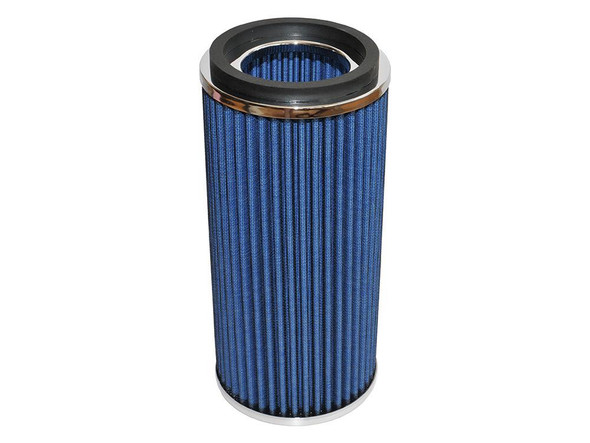 Britpart Peak Performance Air Filter for Defender 300TDi, cylindrical air filter with blue pleated filter media and metallic trims.