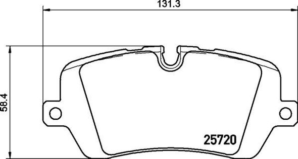 EBC Brakes High-Performance EBC Ultimax Front Brake Pads for Range Rover Evoque, Velar, and Discovery Sport | DA4900, detailed technical drawing showing dimensions and design of the brake pads.