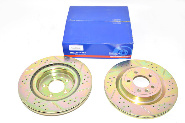 Discovery 5 Rear Vented Brake Discs Drilled and Grooved Performance Upgrade from JGS4x4