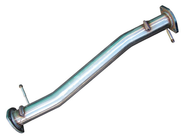 Britpart Front Exhaust Silencer Replacement Pipe for Defender 90 Td5, metallic exhaust pipe with mounting flanges and brackets. Britpart Front Exhaust Silencer Replacement Pipe for Defender 90 Td5, metallic exhaust pipe with mounting flanges and brackets.