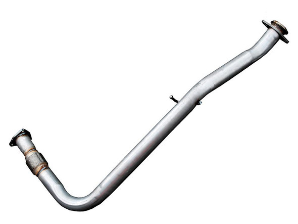 Britpart Front Exhaust Downpipe De-Cat Pipe for Defender 90 Td5, shiny metallic exhaust pipe with flanged ends for vehicle installation. Britpart Front Exhaust Downpipe De-Cat Pipe for Defender 90 Td5, shiny metallic exhaust pipe with flanged ends for vehicle installation.